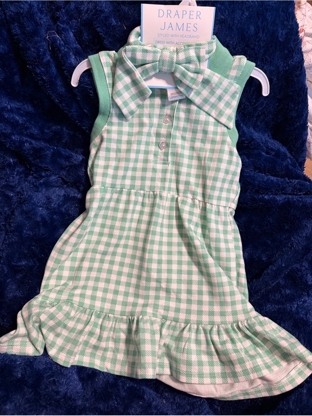 Draper James Girls' Green Gingham dress 3t NWT